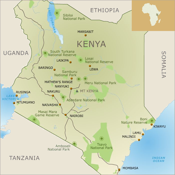 Mappa parchi e riserve del Kenya